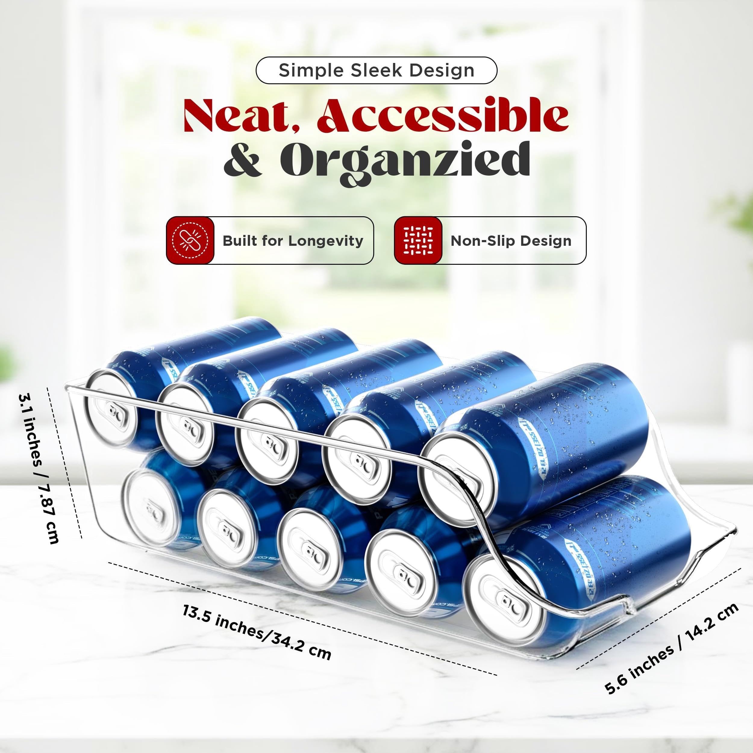 Utopia Kitchen Soda Can Organizer and Dispenser for Refrigerator/Pantry - Durable Can Storage Organizer Fridge & Kitchen Organization - Clear, Set of 2