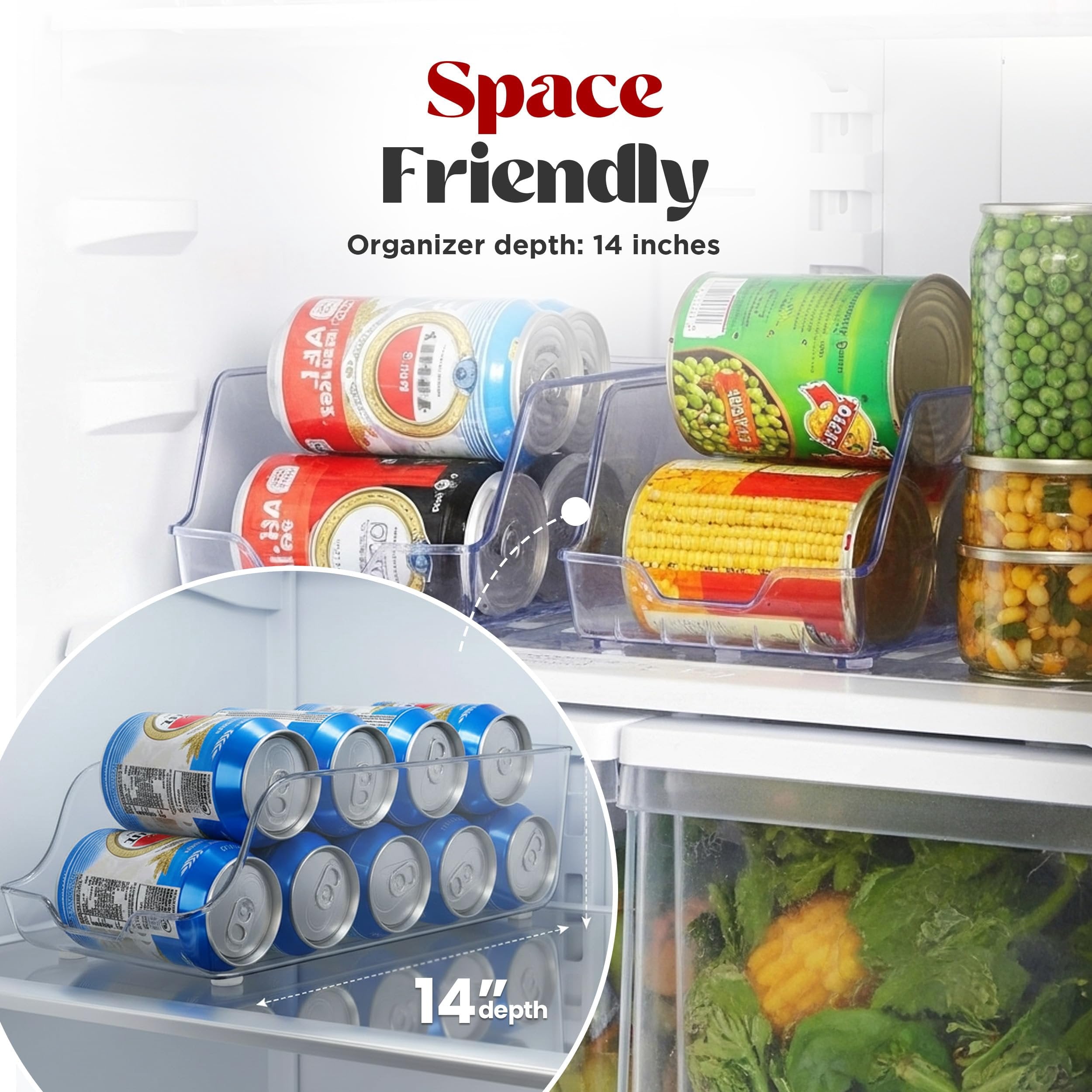 Utopia Kitchen Soda Can Organizer and Dispenser for Refrigerator/Pantry - Durable Can Storage Organizer Fridge & Kitchen Organization - Clear, Set of 4