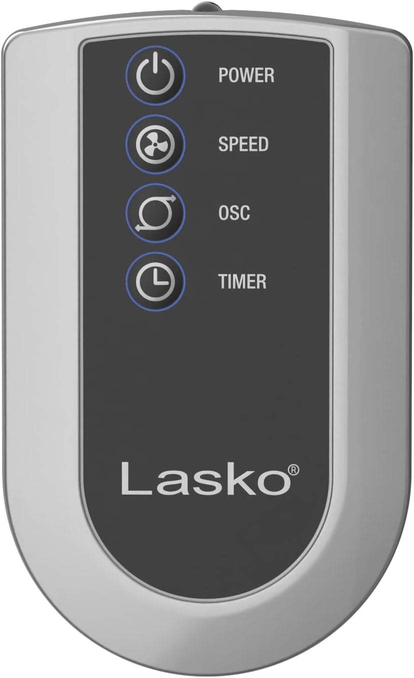 Lasko 36" 4-Speed Oscillating Remote Controlled Tower Fan with Timer, Black, T36511