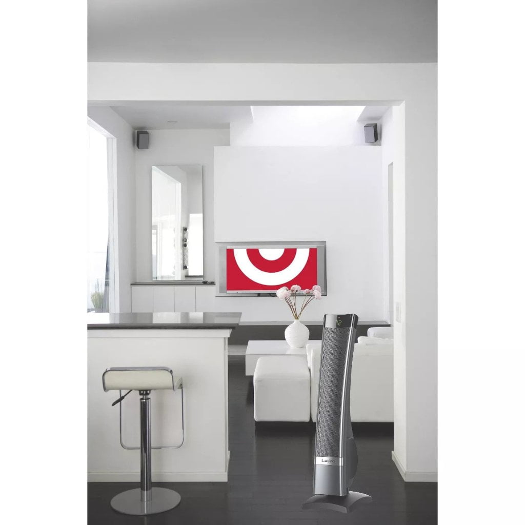 Lasko CT30710 Silver and Black 1500W Electric Oscillating Ceramic Tower Heater for 800 Sq Ft