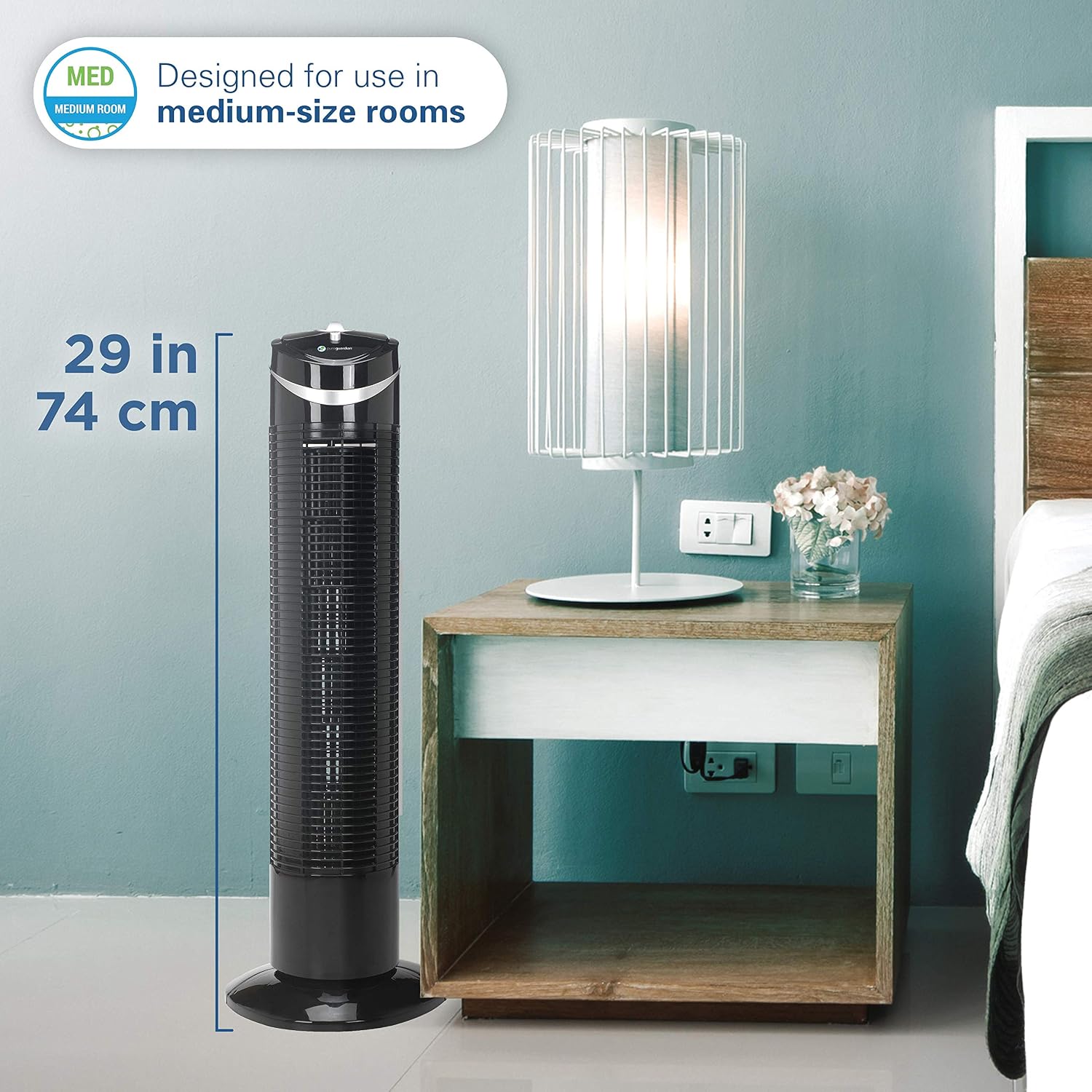 PureGuardian 29" Oscillating 3-Speed Space-Saving Tower Fan, TF2113B