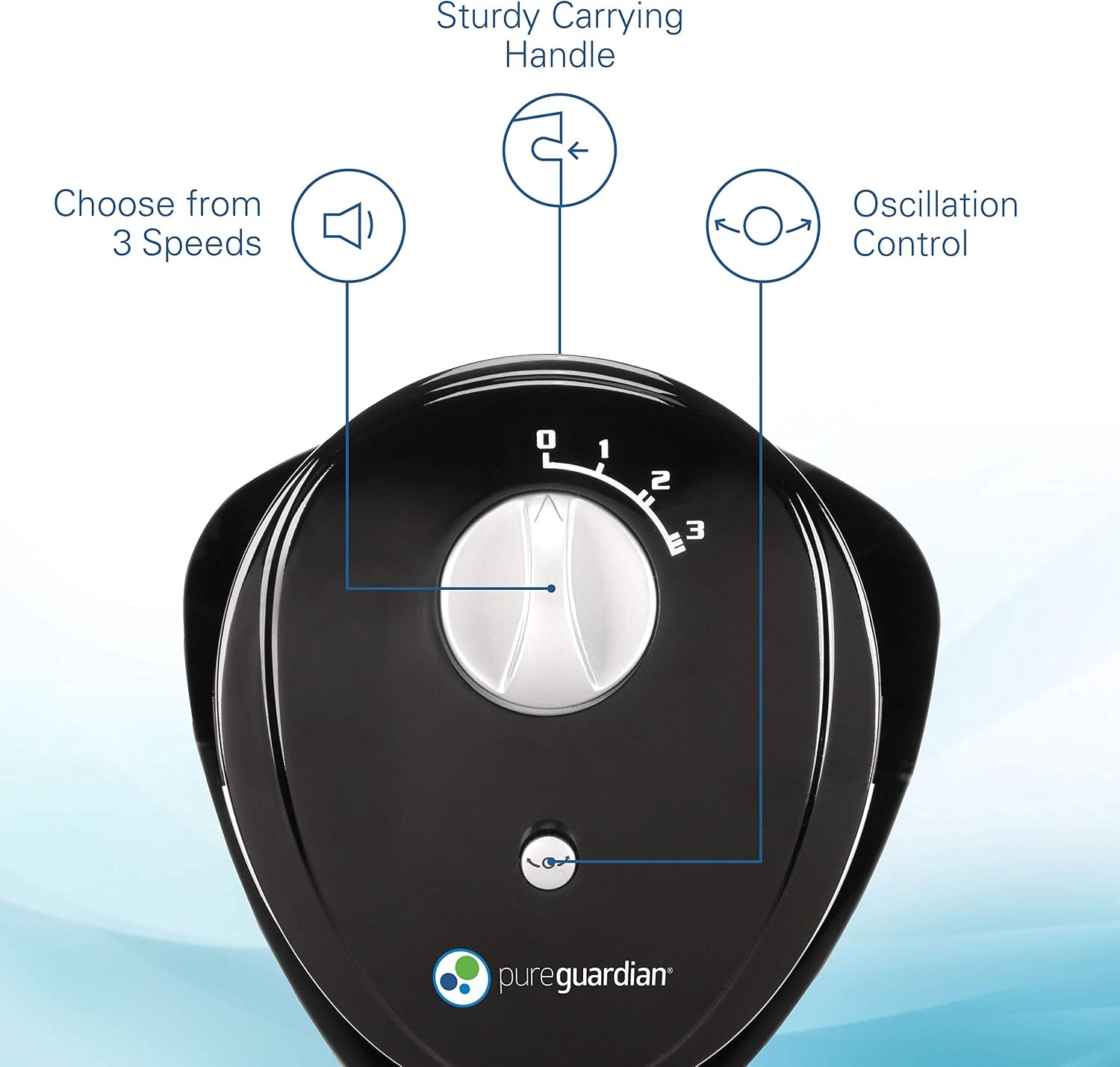 PureGuardian 29" Oscillating 3-Speed Space-Saving Tower Fan, TF2113B