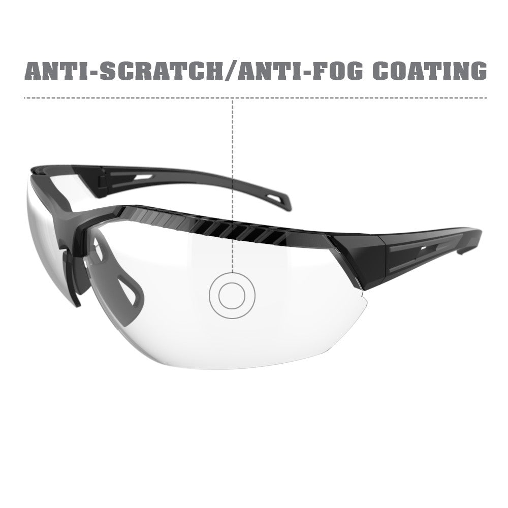 I-Form Helix Industrial Black Frame Safety Glasses with Clear Lenses, Anti-Scratch/Anti-Fog Coating