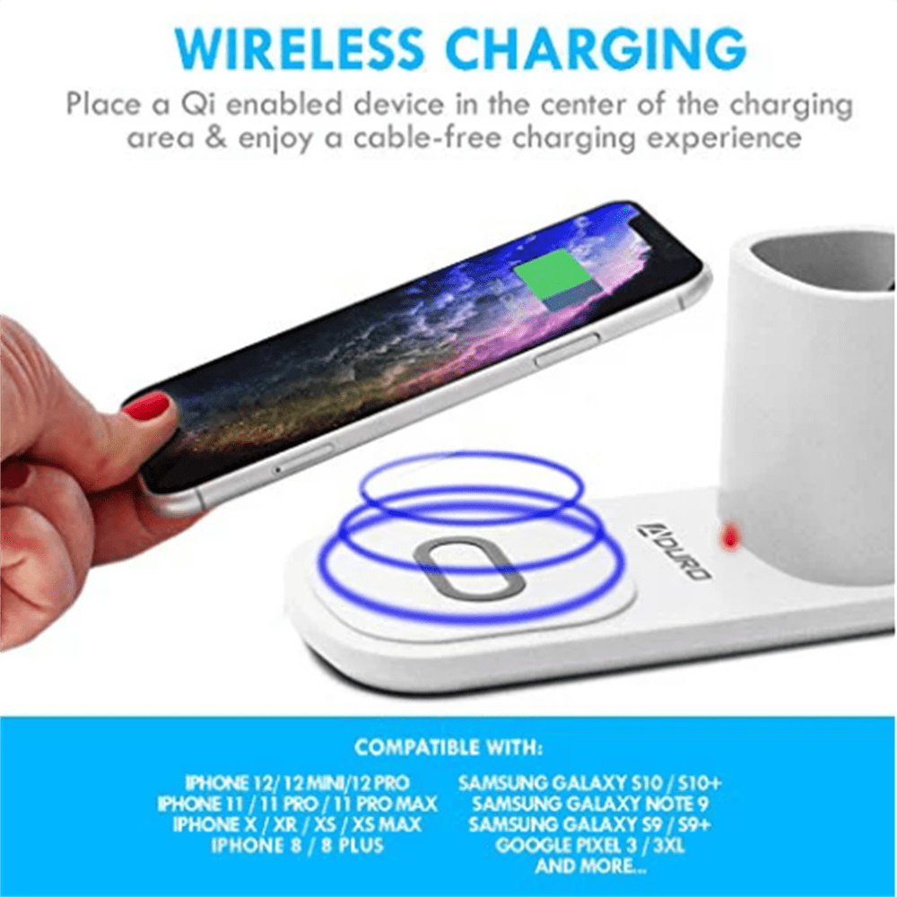 Aduro U-Light LED Desk Lamp with Wireless Charger Dimmable Eye-Caring Desktop Lamp with Organizer & 3 Brightness Levels