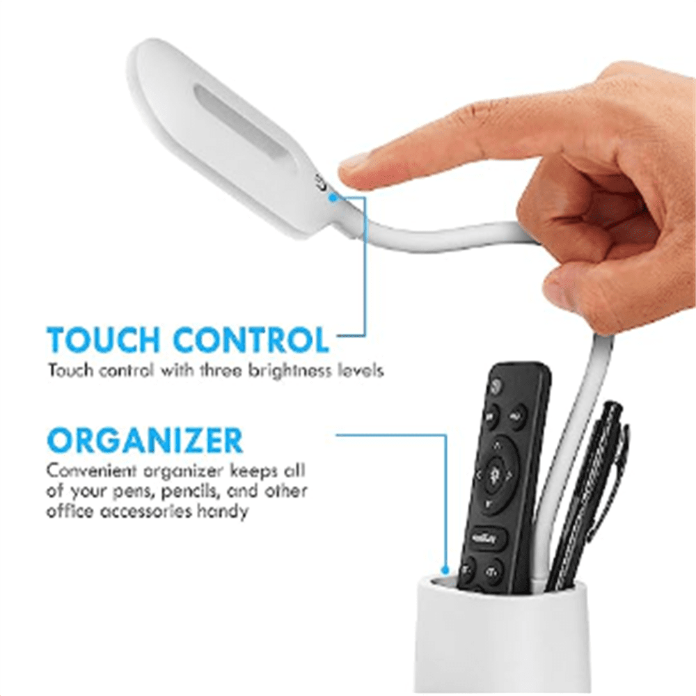 Aduro U-Light LED Desk Lamp with Wireless Charger Dimmable Eye-Caring Desktop Lamp with Organizer & 3 Brightness Levels