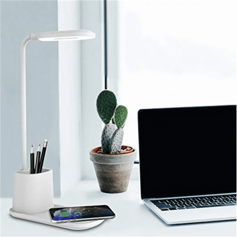 Aduro U-Light LED Desk Lamp with Wireless Charger Dimmable Eye-Caring Desktop Lamp with Organizer & 3 Brightness Levels