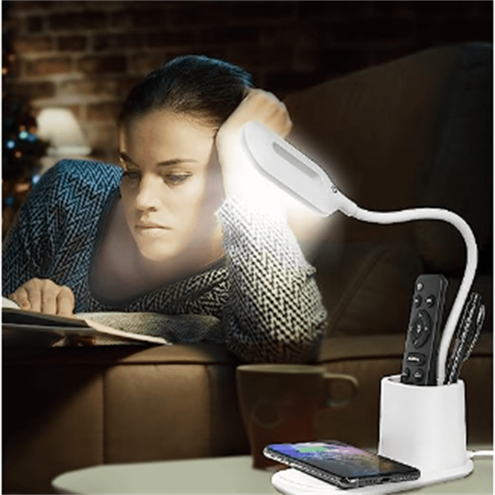 Aduro U-Light LED Desk Lamp with Wireless Charger Dimmable Eye-Caring Desktop Lamp with Organizer & 3 Brightness Levels