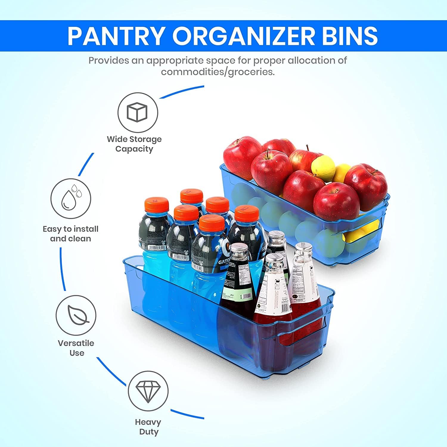 Utopia Home Pantry Organizer - Set of 8 Refrigerator Organizer Bins - Fridge Organizer for Freezers, Kitchen Countertops and Cabinets - BPA Free