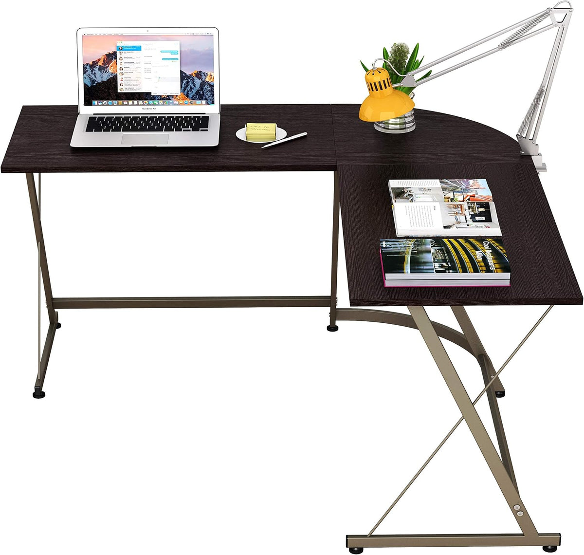 L-Shaped Computer Gaming Desk, 51"D x 51"W x 28.5"H, Espresso