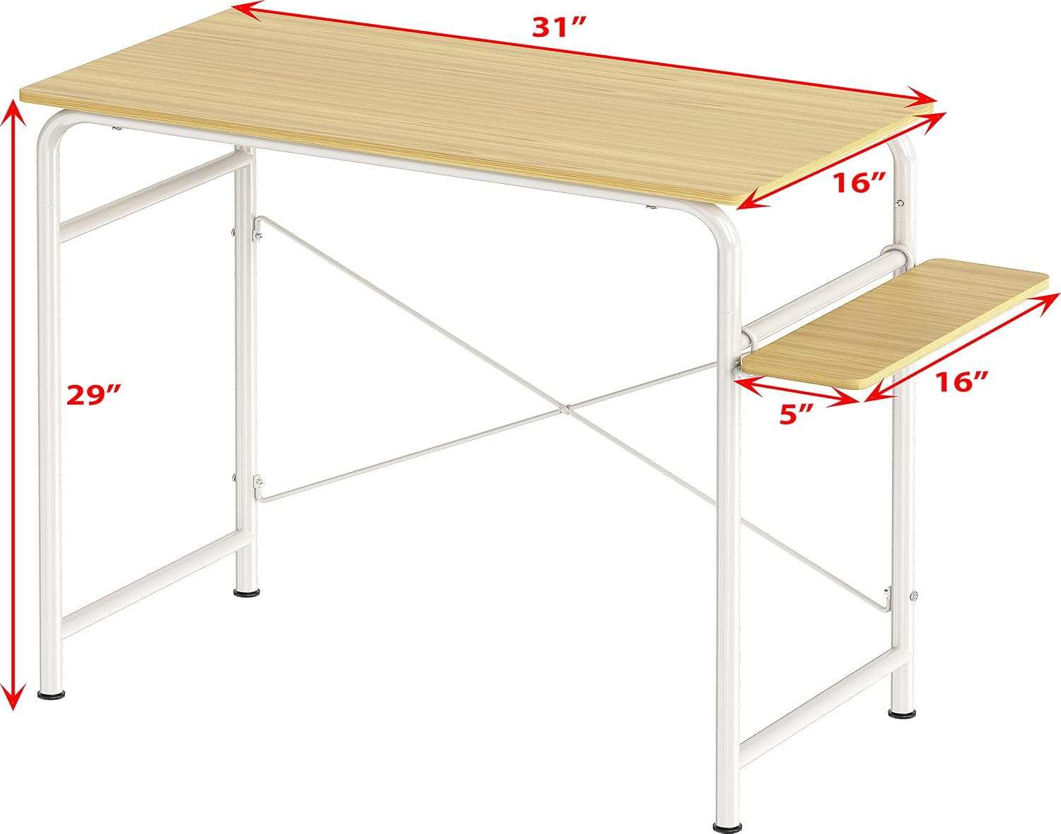 SHW Small Gaming Home Office Computer Desk with Shelf, 16"D x 31"W x 29"H, Oak