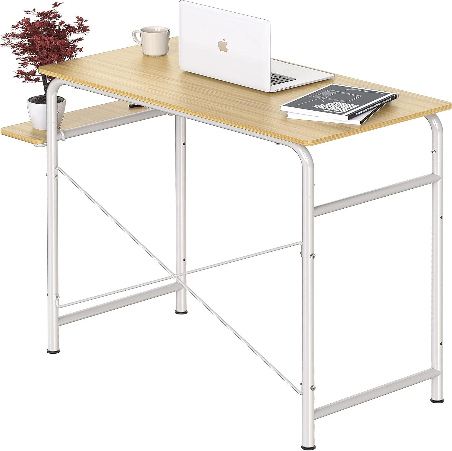 SHW Small Gaming Home Office Computer Desk with Shelf, 16"D x 31"W x 29"H, Oak