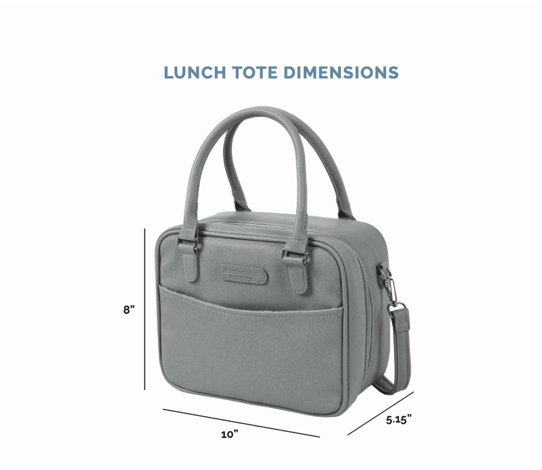 Veronica Jamison Hampton Faux Leather Lunch Tote by Arctic Zone, Lunch Bag with Food Storage & Ice Pack, Smog Saffiano