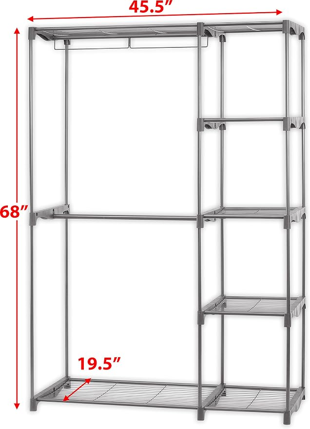 SimpleHouseware Freestanding Clothes Garment Organizer Closet, Silver