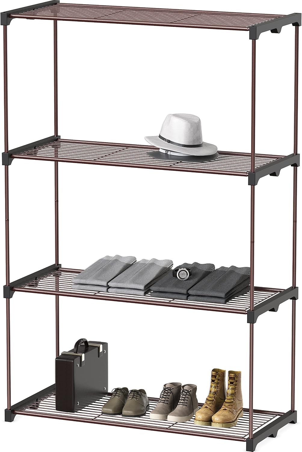 Simple Houseware 4-Shelf Wide Standing Units for Storage, Bronze
