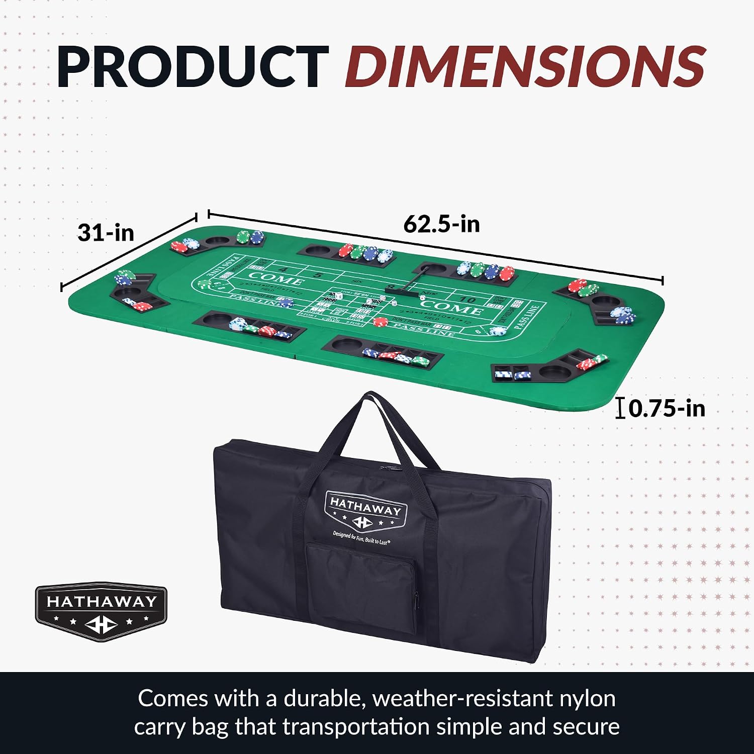 Hathaway No Limit 3-in-1 Portable Casino Tabletop, Black/Green