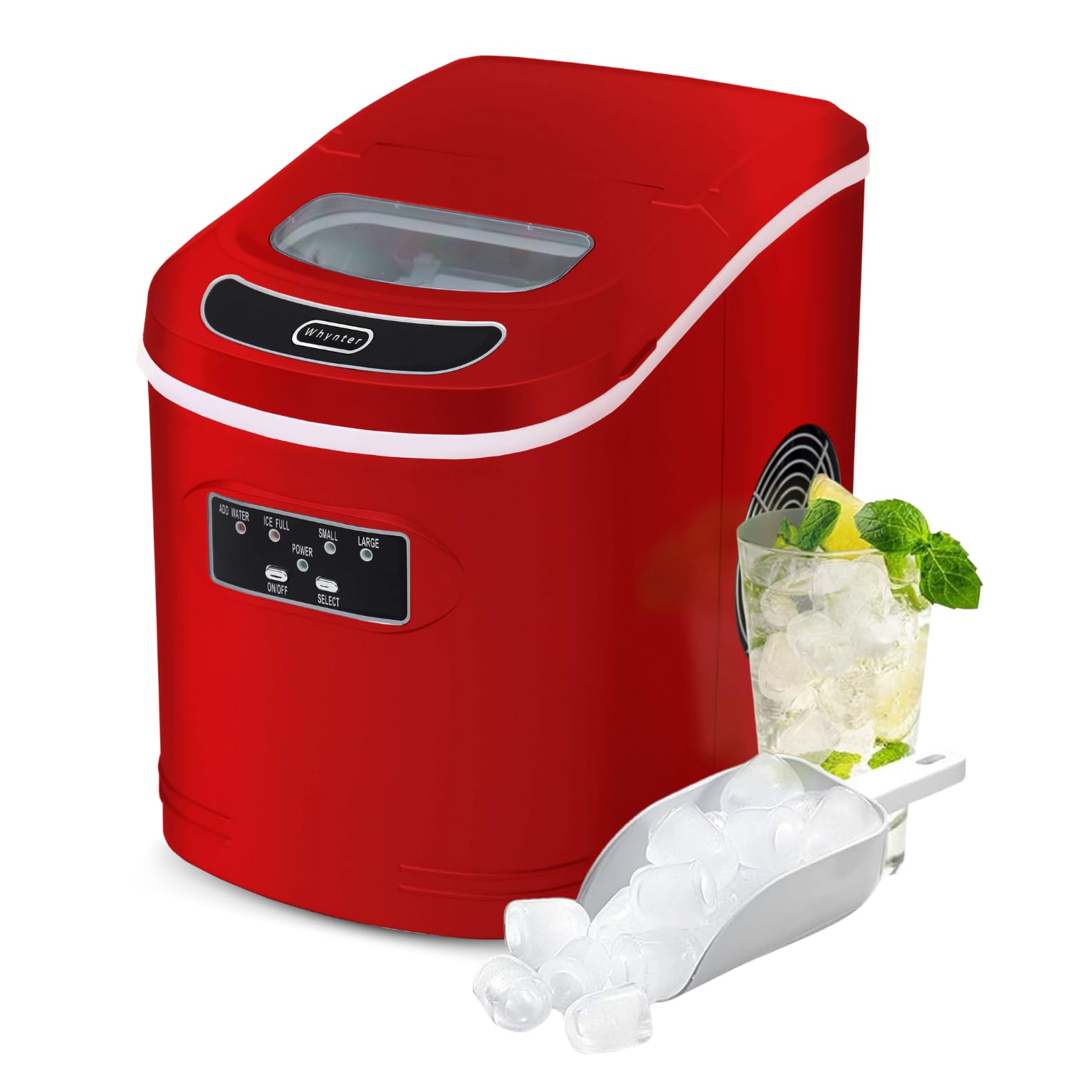 Whynter IMC-270MR Compact Portable Ice Maker 27 lb capacity Metallic Red