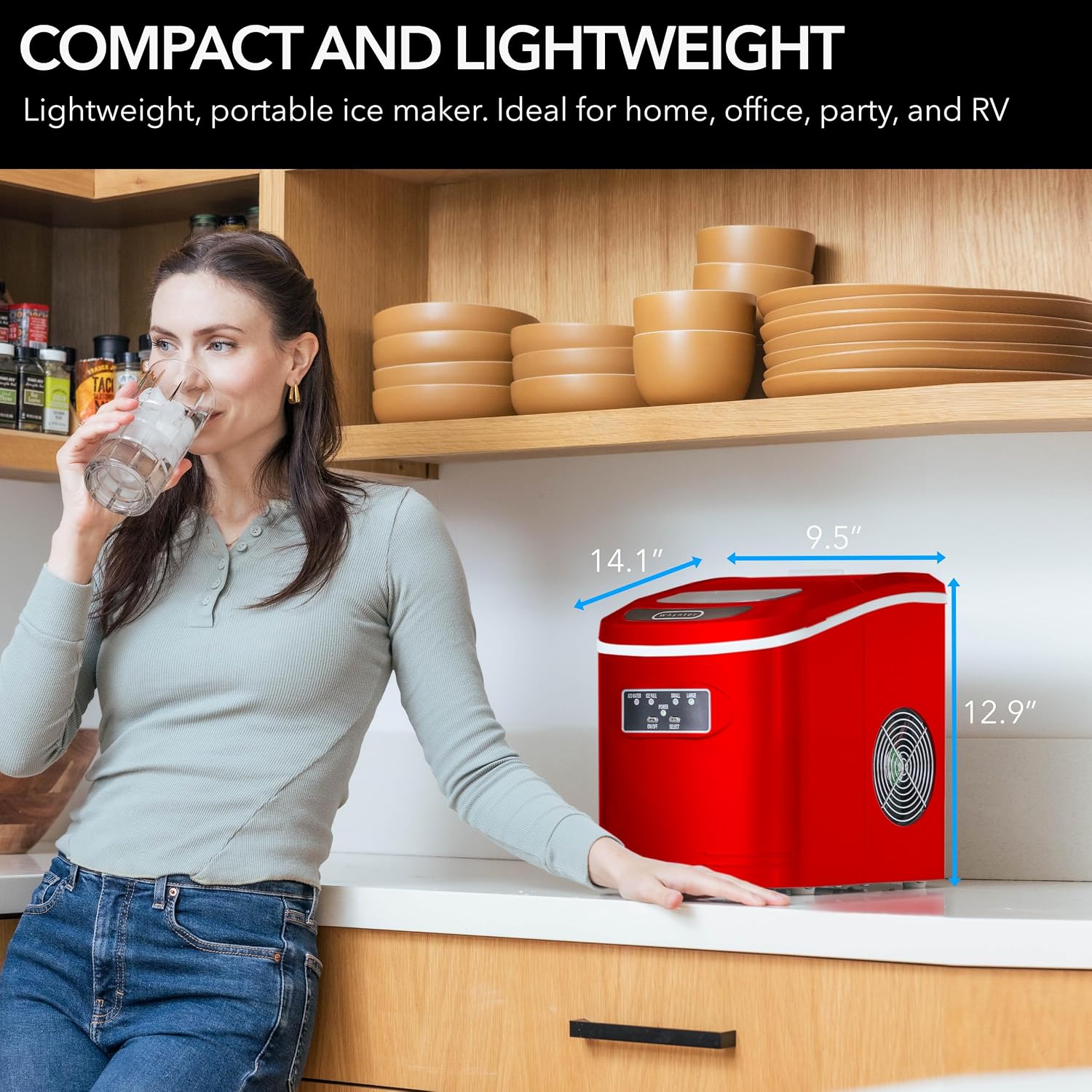 Whynter IMC-270MR Compact Portable Ice Maker 27 lb capacity Metallic Red