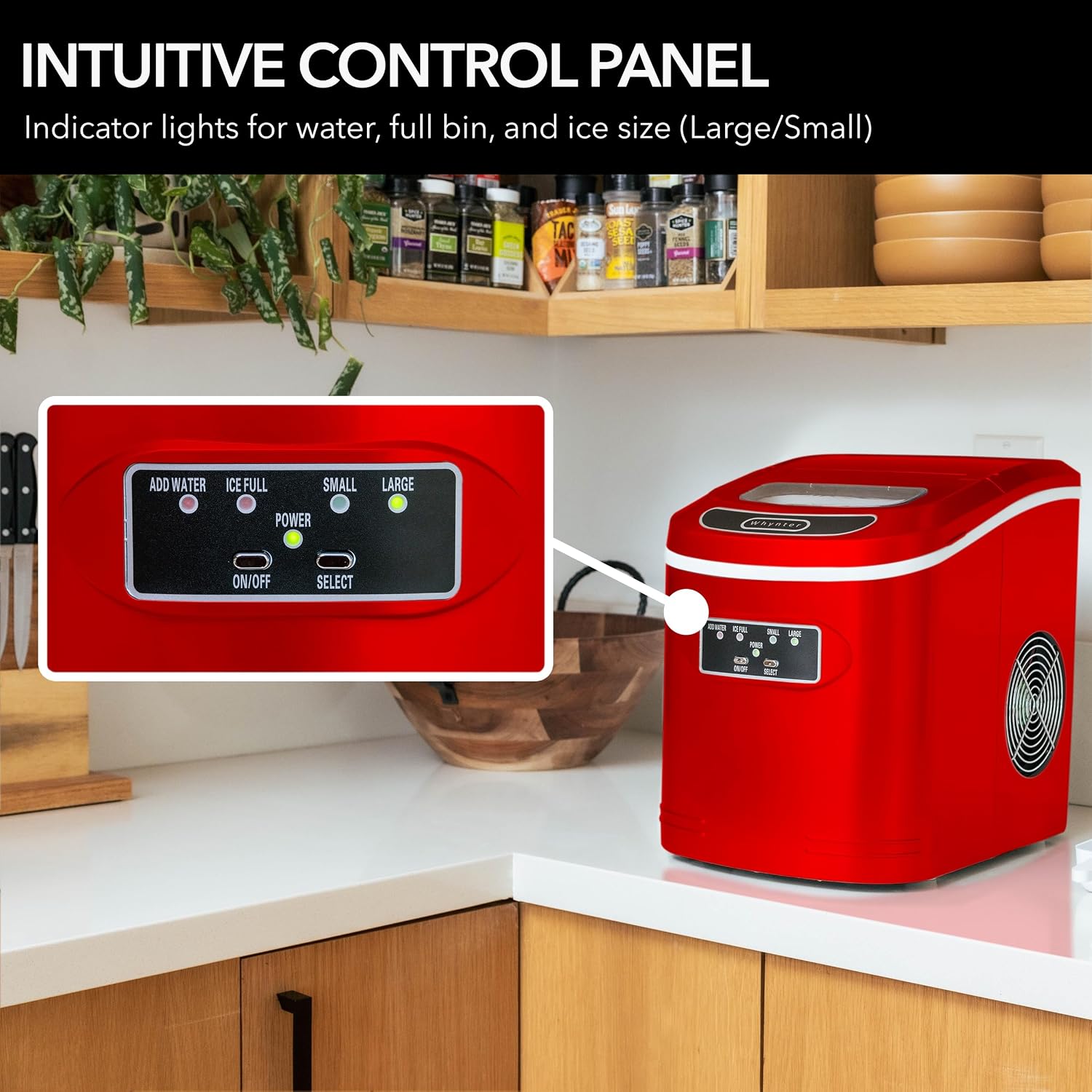 Whynter IMC-270MR Compact Portable Ice Maker 27 lb capacity Metallic Red