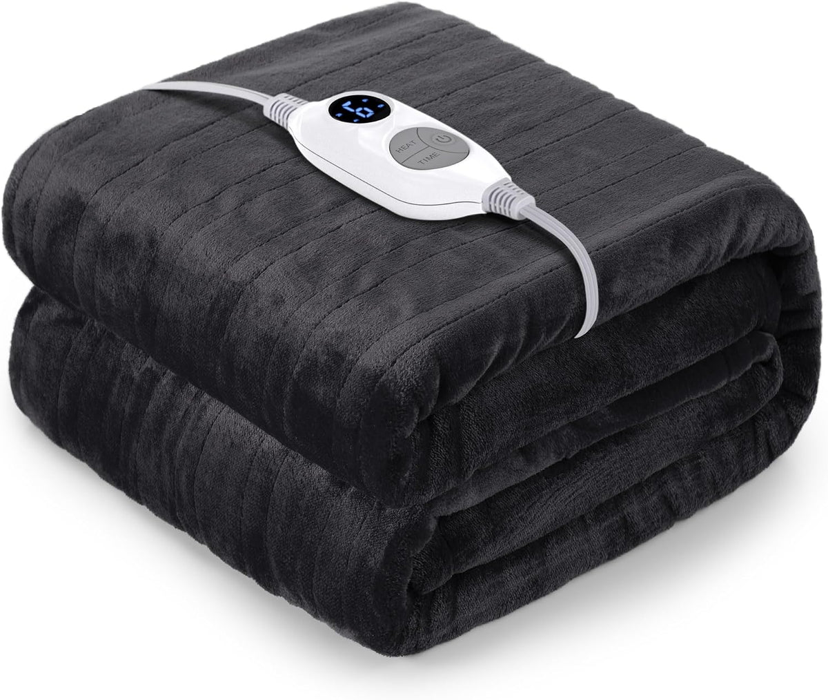Warmrest Electric Blanket Heated Throw Blanket Soft Flannel, 6 Heat Levels Fast Heating, 1 to 10 Hours Auto-Off, Detachable Controller, Machine Washable