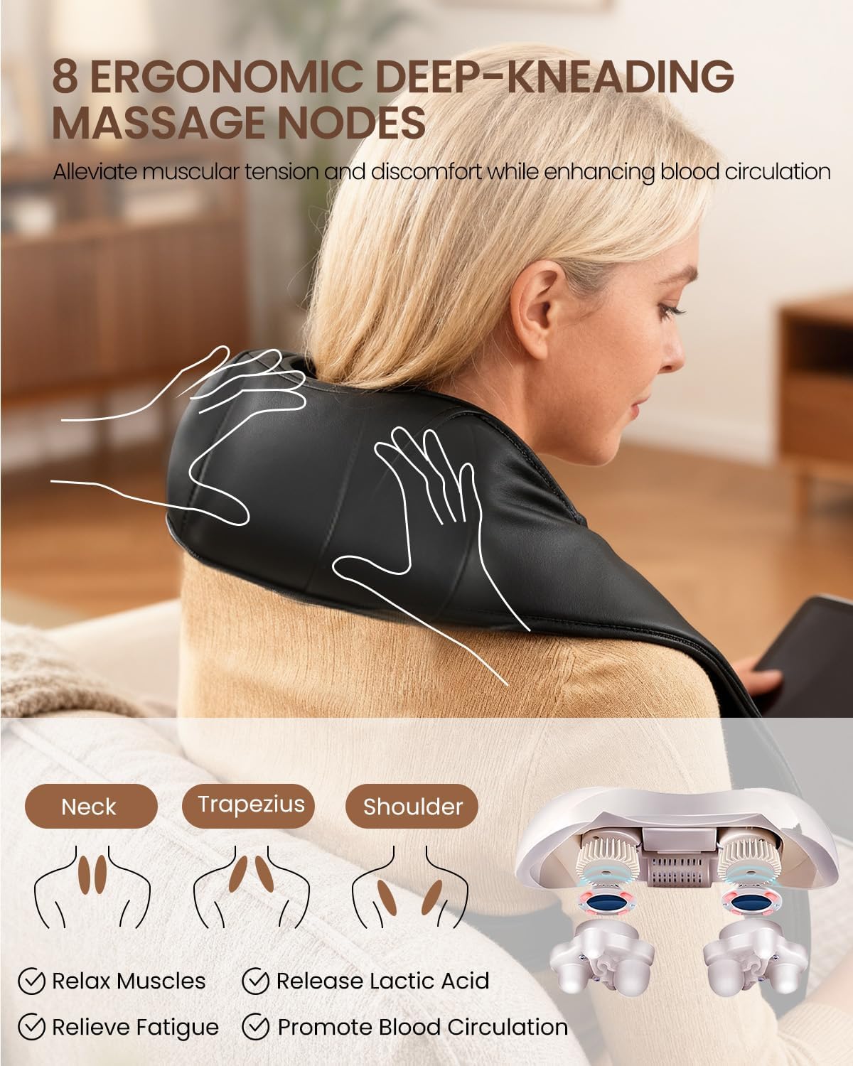 DAILYLIFE Neck Massager with Heat, Electric Back Massager for Pain Relief Deep Tissue, Massager for Neck Pain, Shoulder, Waist, Leg and Foot, Relaxation Gifts for Wife, Husband, Dad, Mom Black