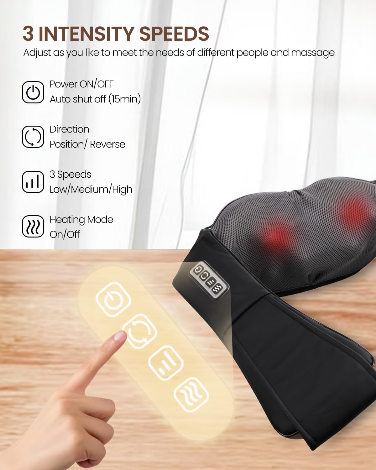 DAILYLIFE Neck Massager with Heat, Electric Back Massager for Pain Relief Deep Tissue, Massager for Neck Pain, Shoulder, Waist, Leg and Foot, Relaxation Gifts for Wife, Husband, Dad, Mom Black