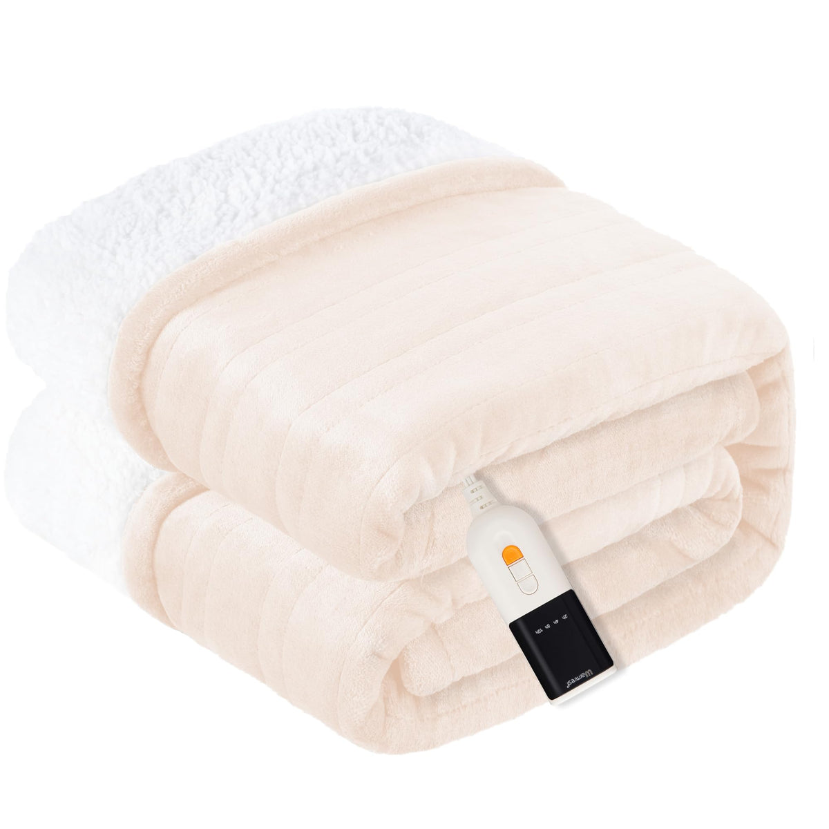 Heated Electric Blanket, Soft Flannel Sherpa, 9 Heat Levels, Fast Heating, 2 to 10 Hours Auto-Off, Detachable Controller, Machine Washable