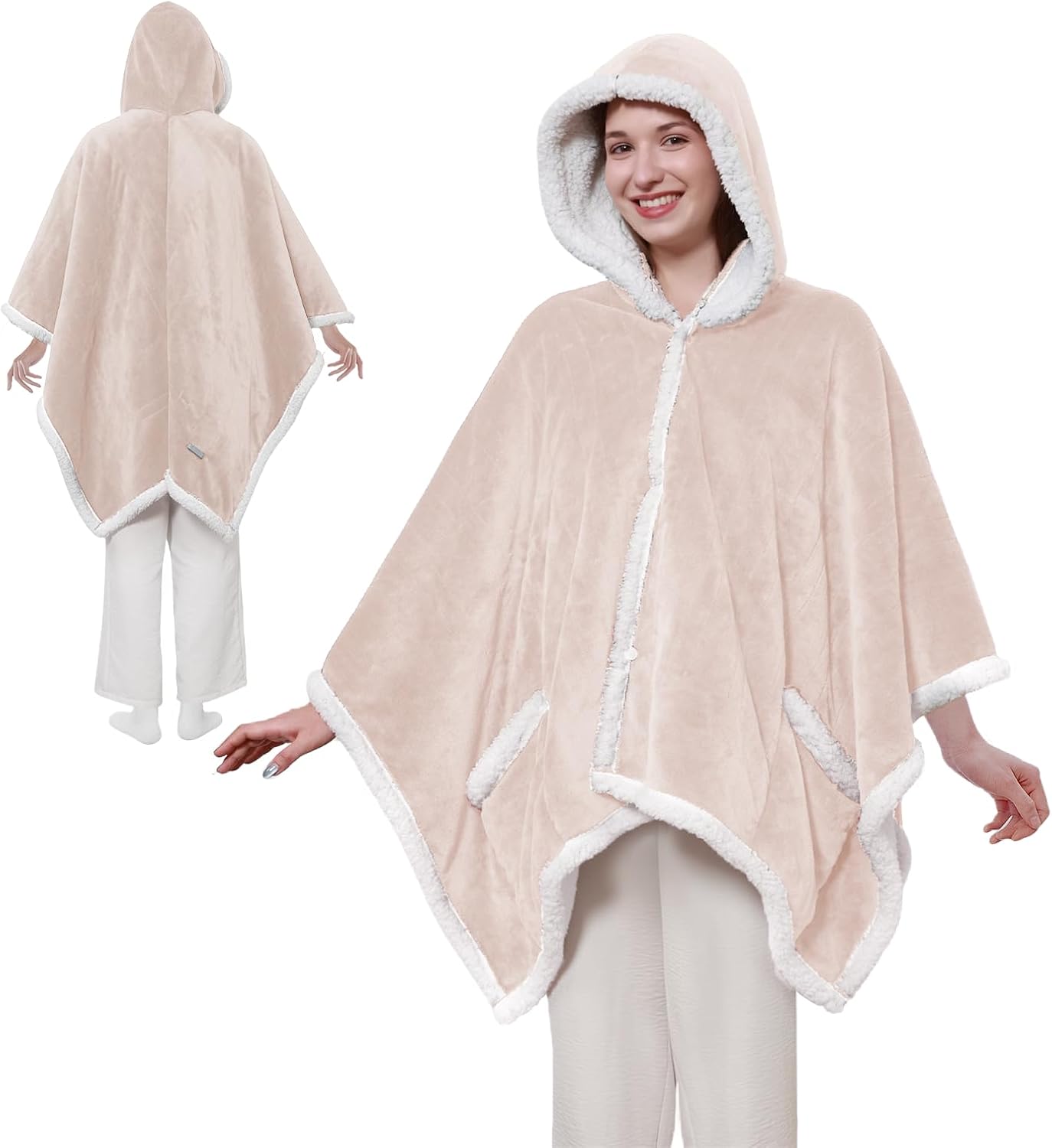 Warmrest Heated Robe Blanket Hoodie for Adults, 4 Heat Settings, 4 Hour Auto Shut Off, 50" x 60"