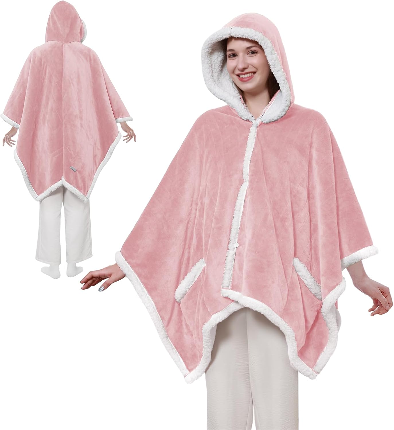 Warmrest Heated Robe Blanket Hoodie for Adults, 4 Heat Settings, 4 Hour Auto Shut Off, 50" x 60"