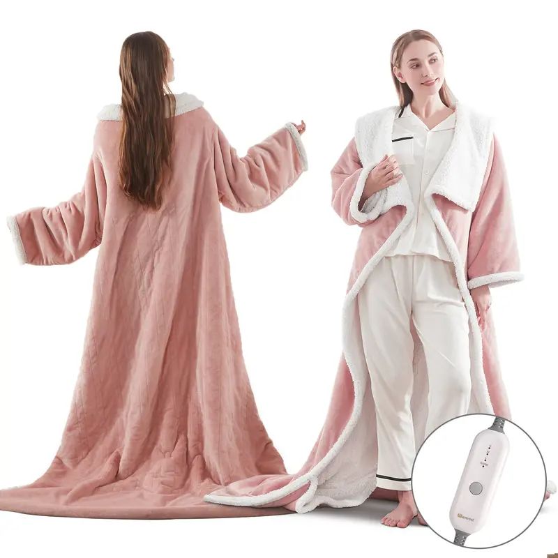 Electric Wearable Throw Blanket with Sleeves & Foot Pocket, Portable Heated Blanket with 4 Heat Settings, 4 Hour Auto Shut-off, 50" x 70" + 18