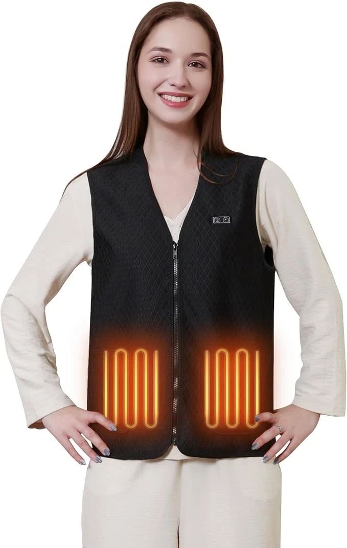 Warmrest Women's Heated Vest, 3 Heat Zones, 10000 mAh Battery, Lightweight, Black