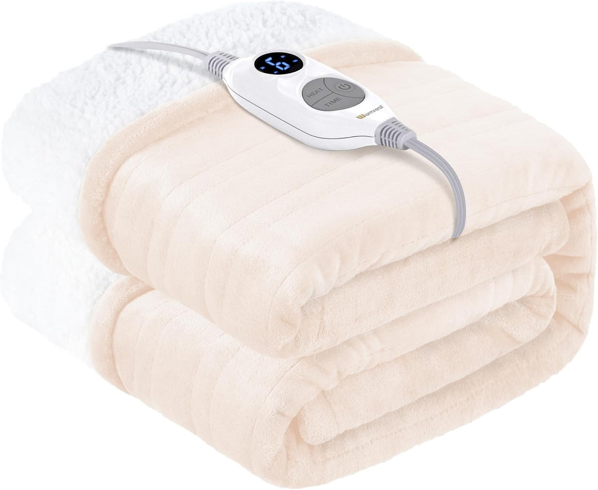 Warmrest Electric Heated Blanket Throw 50" x 60", Heating Blanket Super Cozy, with 6 Heating Levels and 2-10 Hours Auto Shut Off