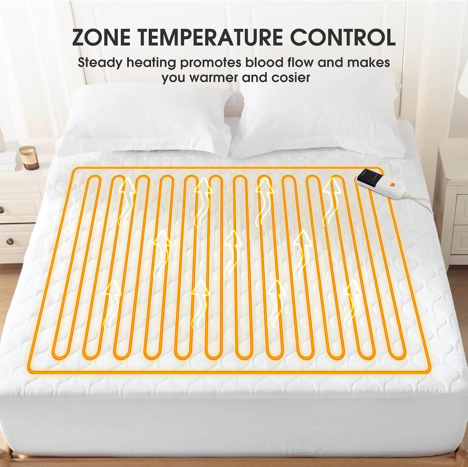 Heated Mattress Pad with Memory & Preheat Functions, 2-10 Hour Auto Off & 9 Heat Settings, Single Controller, Fast Heating, Deep Pocket, Electric Mattress Pad