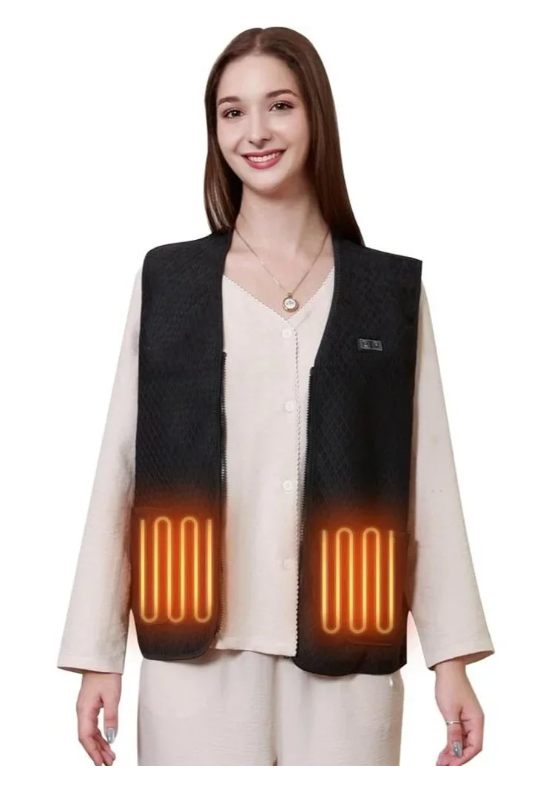 Warmrest Women's Heated Vest, 3 Heat Zones, 10000 mAh Battery, Lightweight, Black