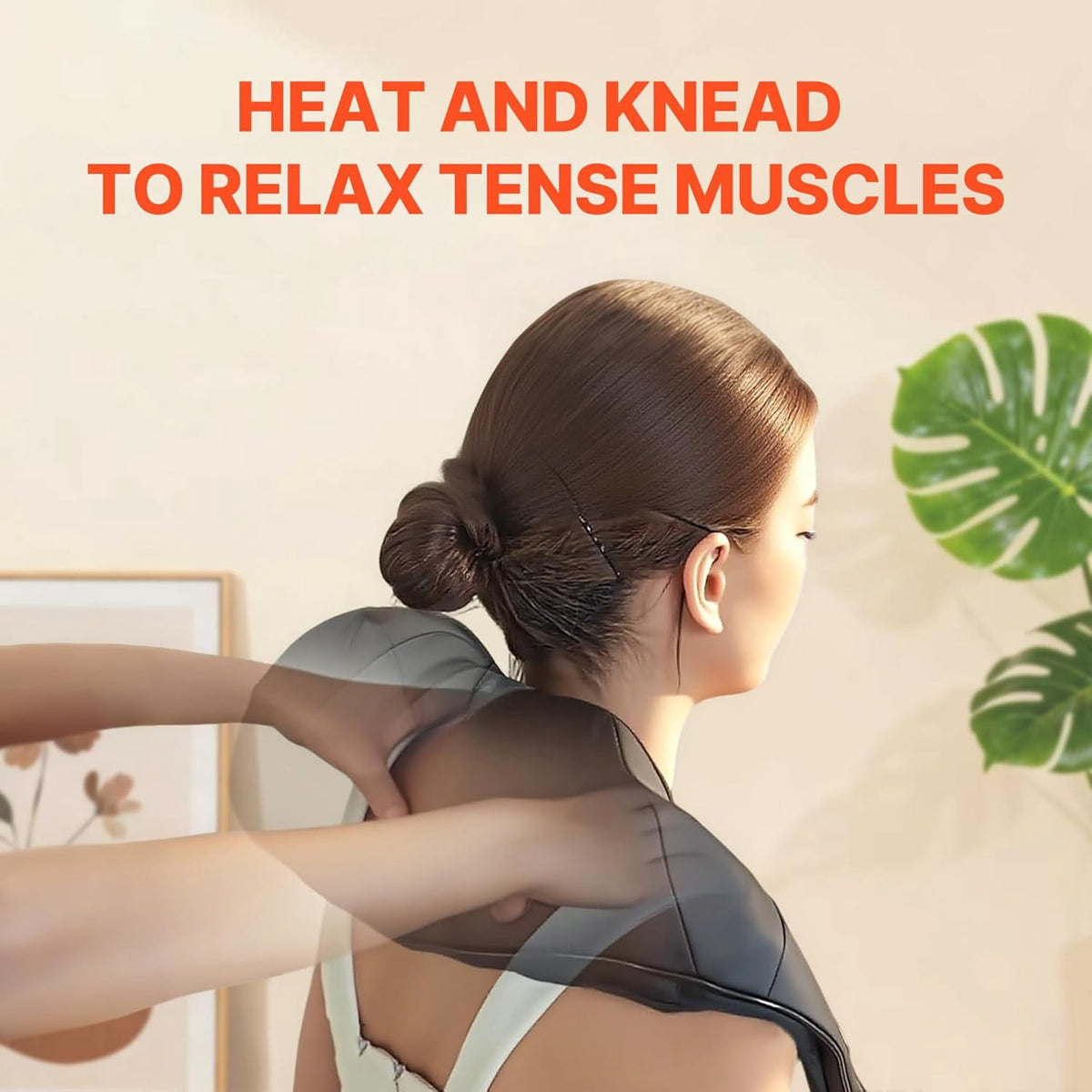 Elomol Neck Shoulder Massager with Heat, Rechargeable Shiatsu Deep Tissue Kneading Massager for Neck, Back, Shoulders and Legs