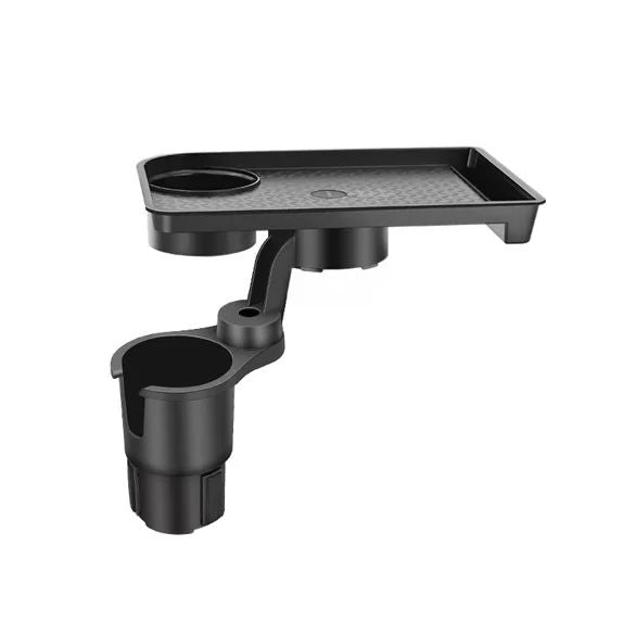 Breakout Car Cup Holder Expander Multi-Function Drink Holder with Food Table, 360-Degree Adjustable Base Tray for Snack, Black