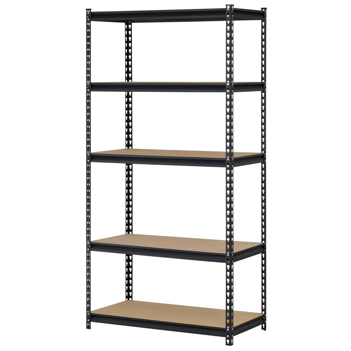 Heavy-Duty 5-Tier Boltless Shelving Unit, 36" Wide, 18" Deep, 72" High, Black