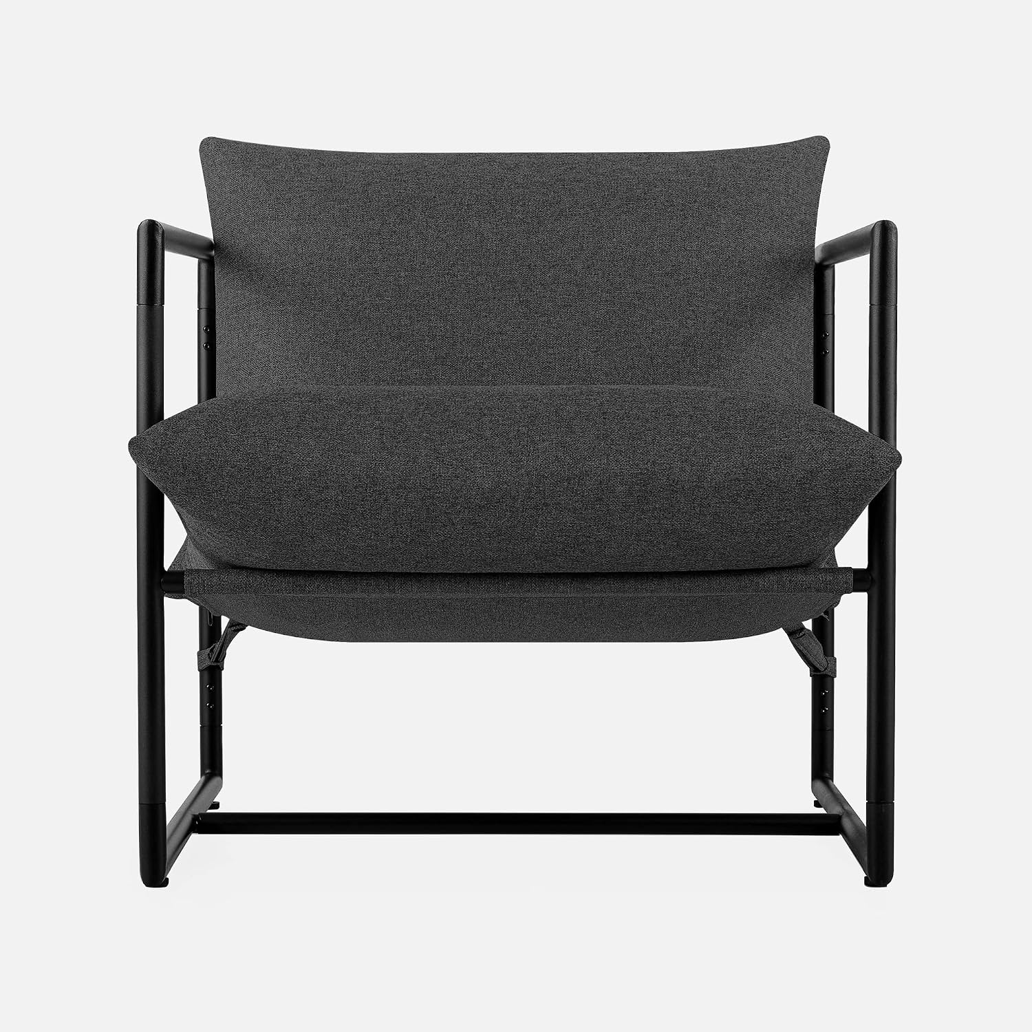 Zinus Aidan Sling Accent Chair, Metal Framed Armchair with Shredded Foam Cushioning, Dark Grey