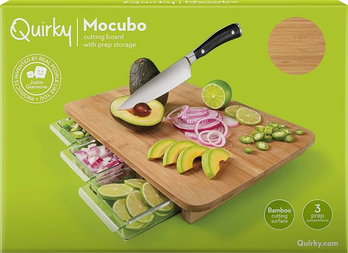 Quirky Kitchen Mocubo Bamboo Chopping Board with Prep Storage