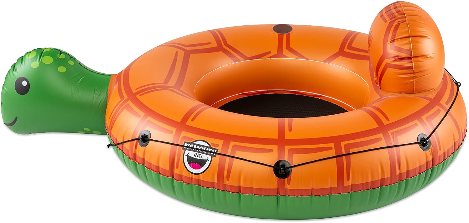 Heavy Duty Turtle River Tube, Inflatable Floating Raft with Mesh Seat, Drink Holder, Grab Rope, Comfortable Pool Float for River Trips, Lakes, Adults, Summer Relaxation