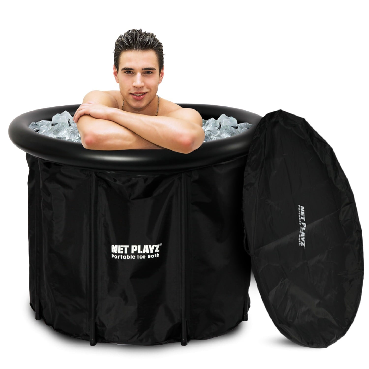 NET PLAYZ Ice Bath Tub Cold Plunge Portable Recovery Tub for Athletes, Insulated Nylon PVC Construction, Black