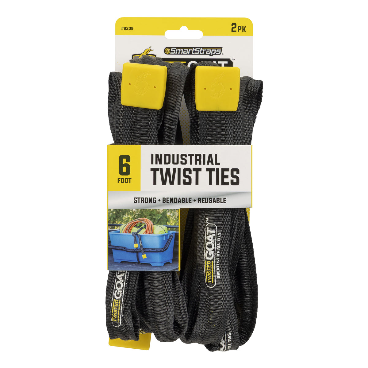 SmartStraps Twisted Goat Industrial Ties, 6 ft, Reusable, Bendable Steel, Yellow