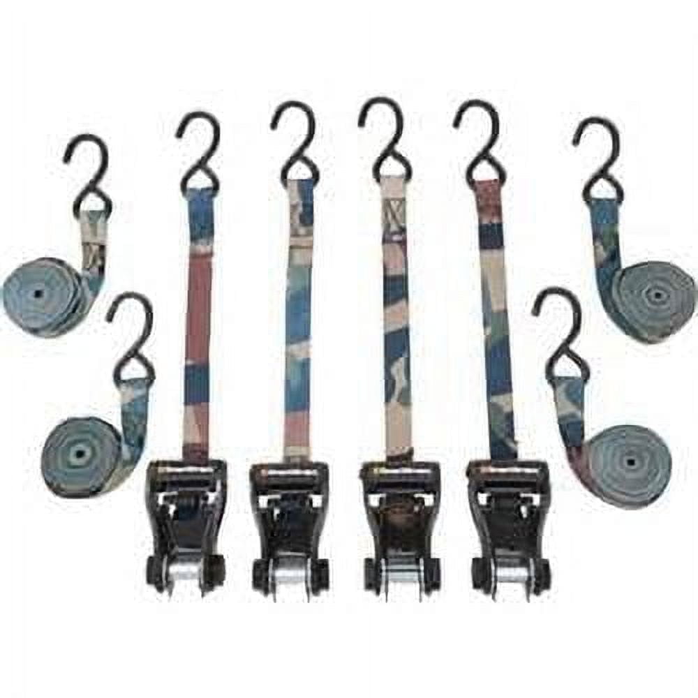 SmartStraps RatchetX Standard Duty Ratchet Tie Down Straps, 1" x 14 ft, 500 lb Safe Work Load, 1,500 lb Break Strength, Padded Handle, Camo, 4-Pack