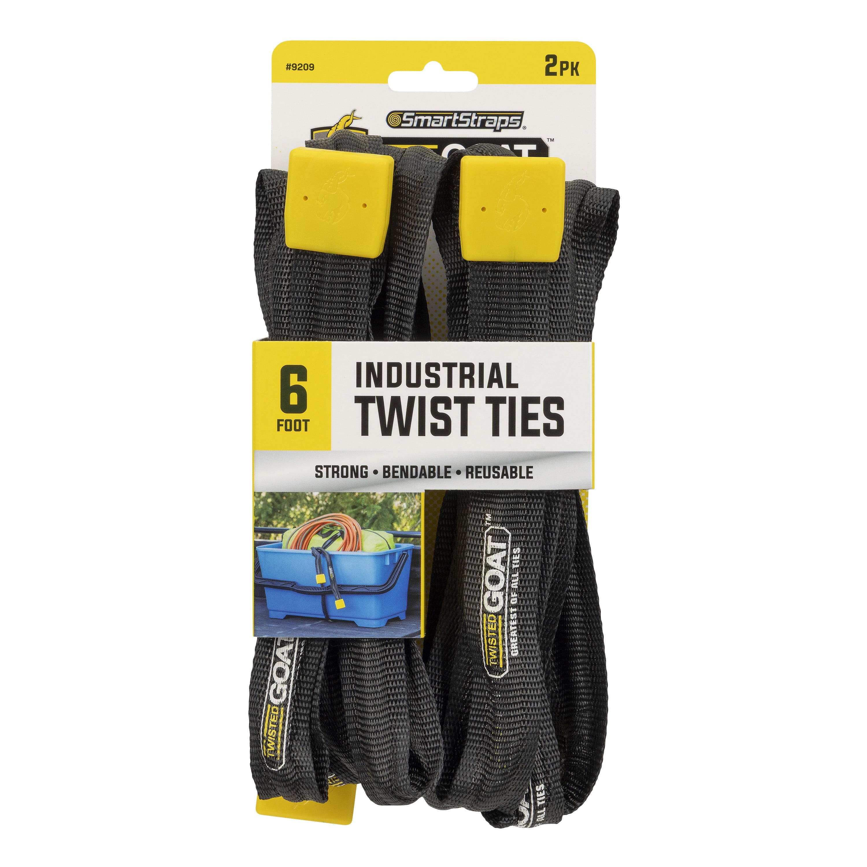 SmartStraps Twisted Goat Industrial Ties, 6 ft, Reusable, Bendable Steel, Yellow