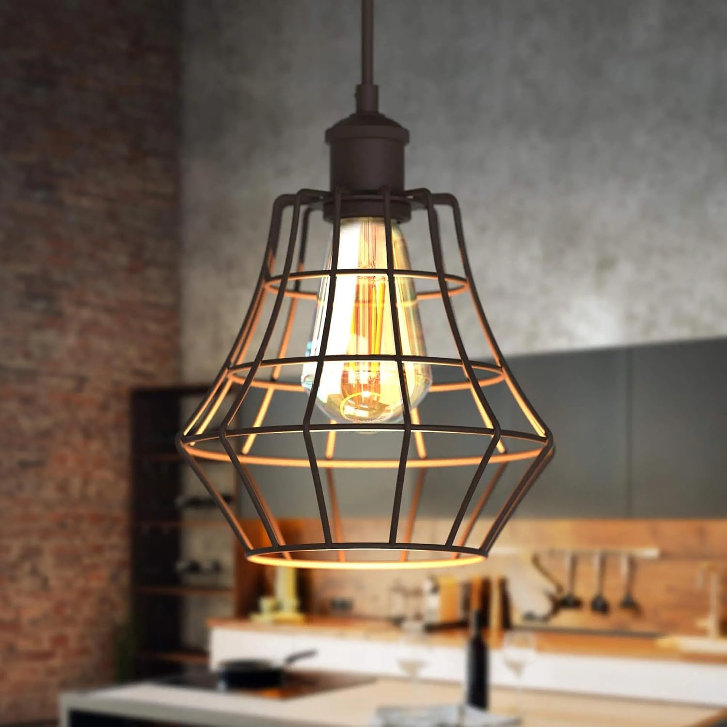 KODA Farmer 1 -Light Bronze Farmhouse Metal Teardrop Small Hanging Pendant Light
