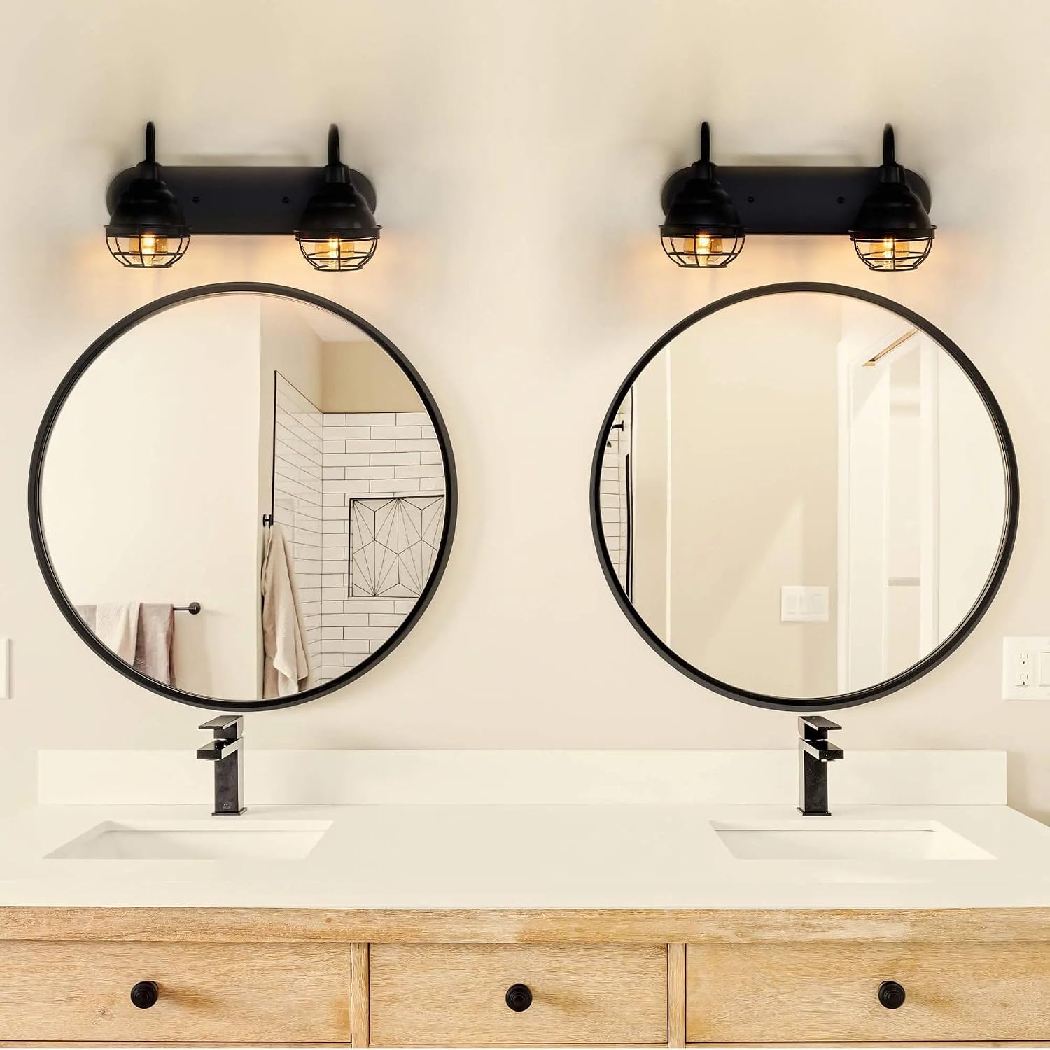 KODA Webster 18-in 2 Light Matte Black Industrial Bathroom Vanity Light