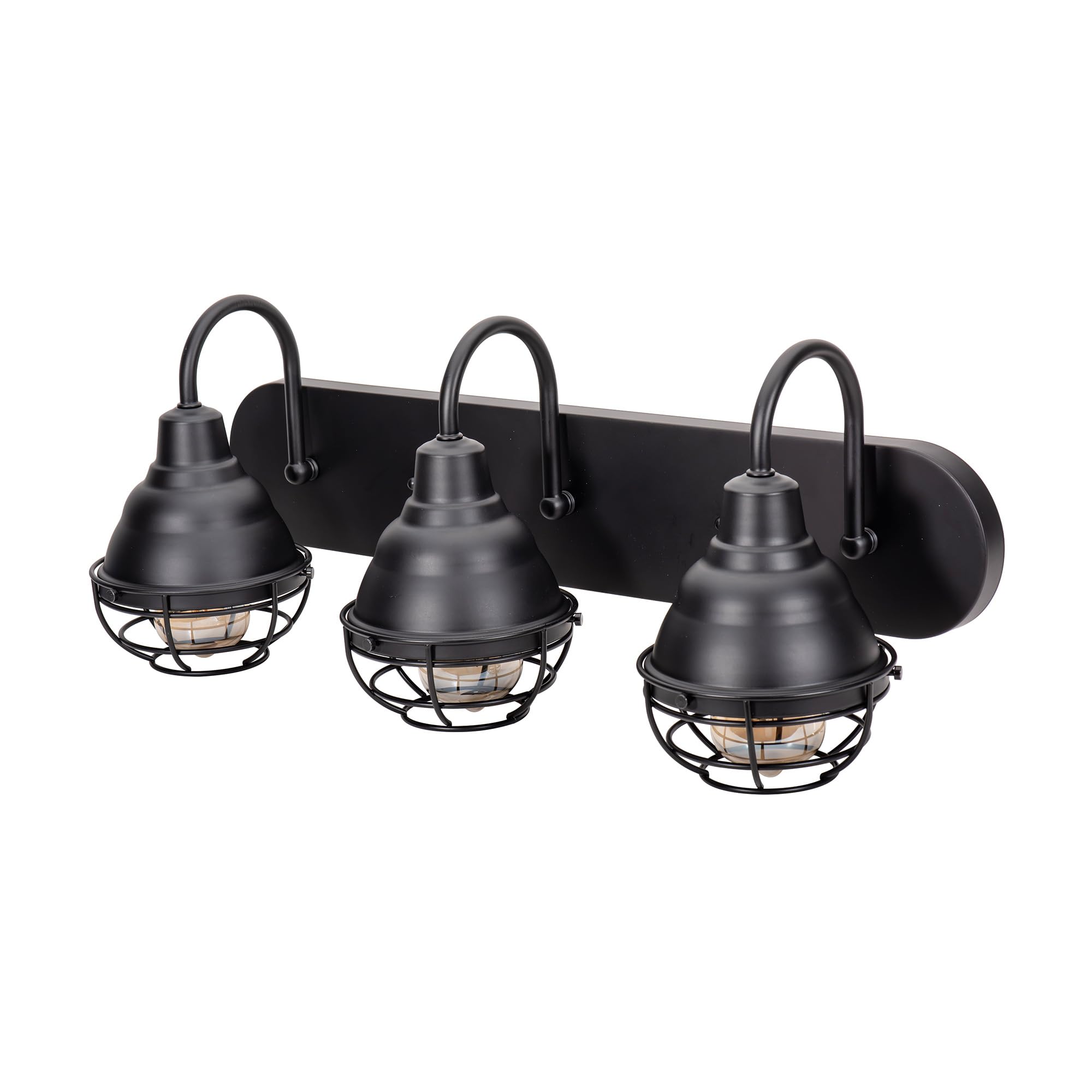KODA Webster 24-in 3 Light Matte Black Industrial Bathroom Vanity light