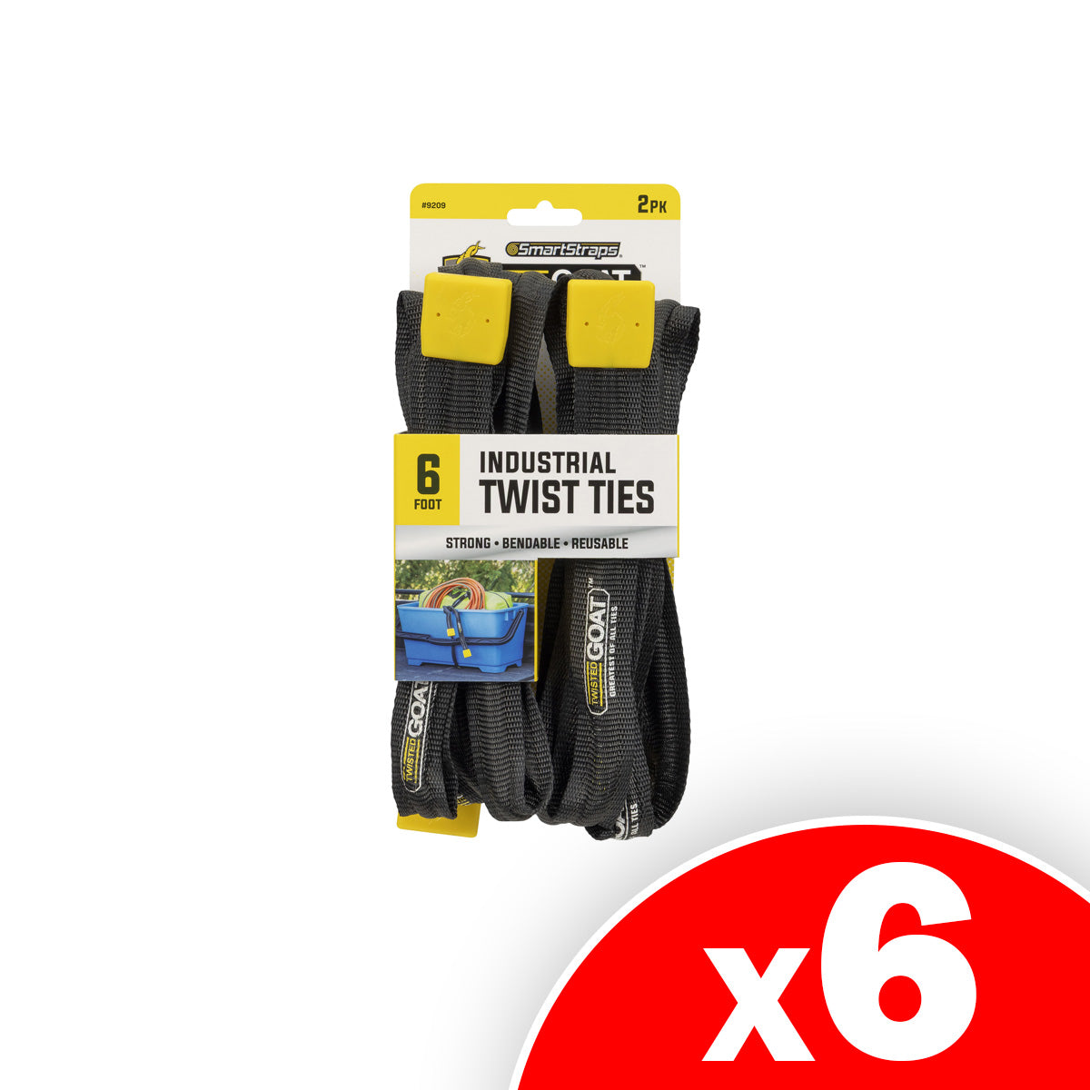 SmartStraps Twisted Goat Industrial Ties, 6 ft, Reusable, Bendable Steel, Yellow
