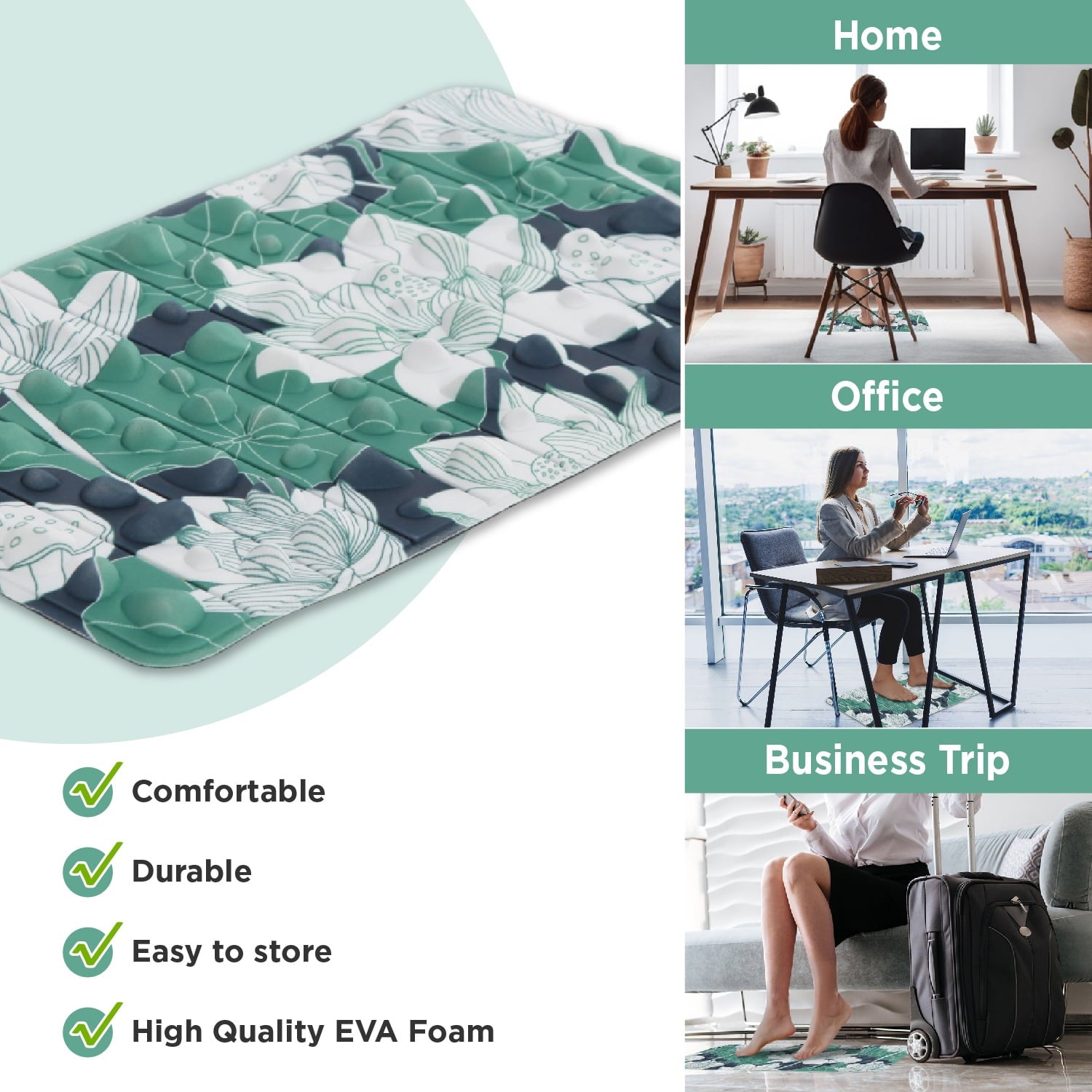 TGU-Sports Foot Massager Mat | Relieve Foot Pain Plantar Fasciitis Heel Arch Pain & Stress - Travel Reflexology Mat
