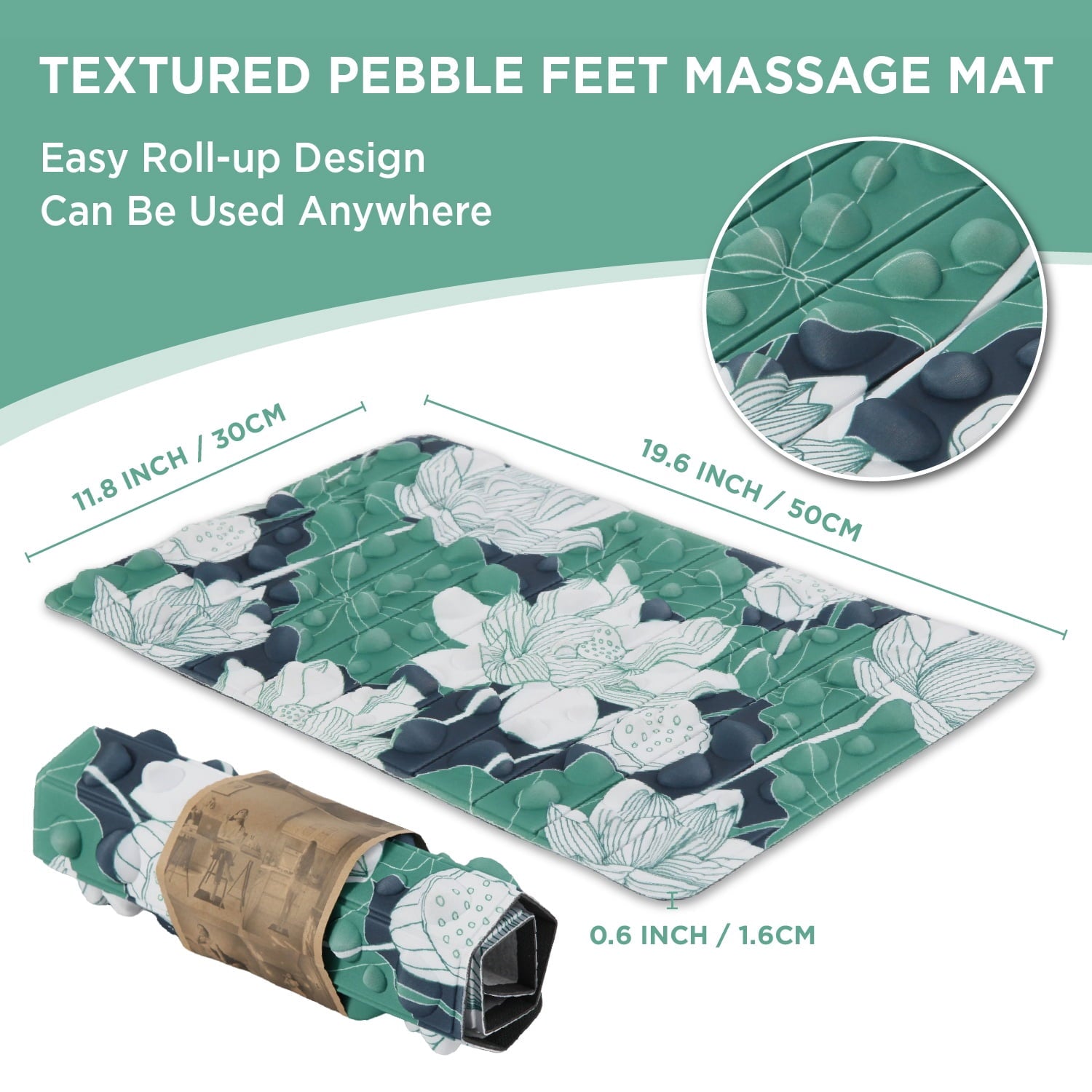 TGU-Sports Foot Massager Mat | Relieve Foot Pain Plantar Fasciitis Heel Arch Pain & Stress - Travel Reflexology Mat