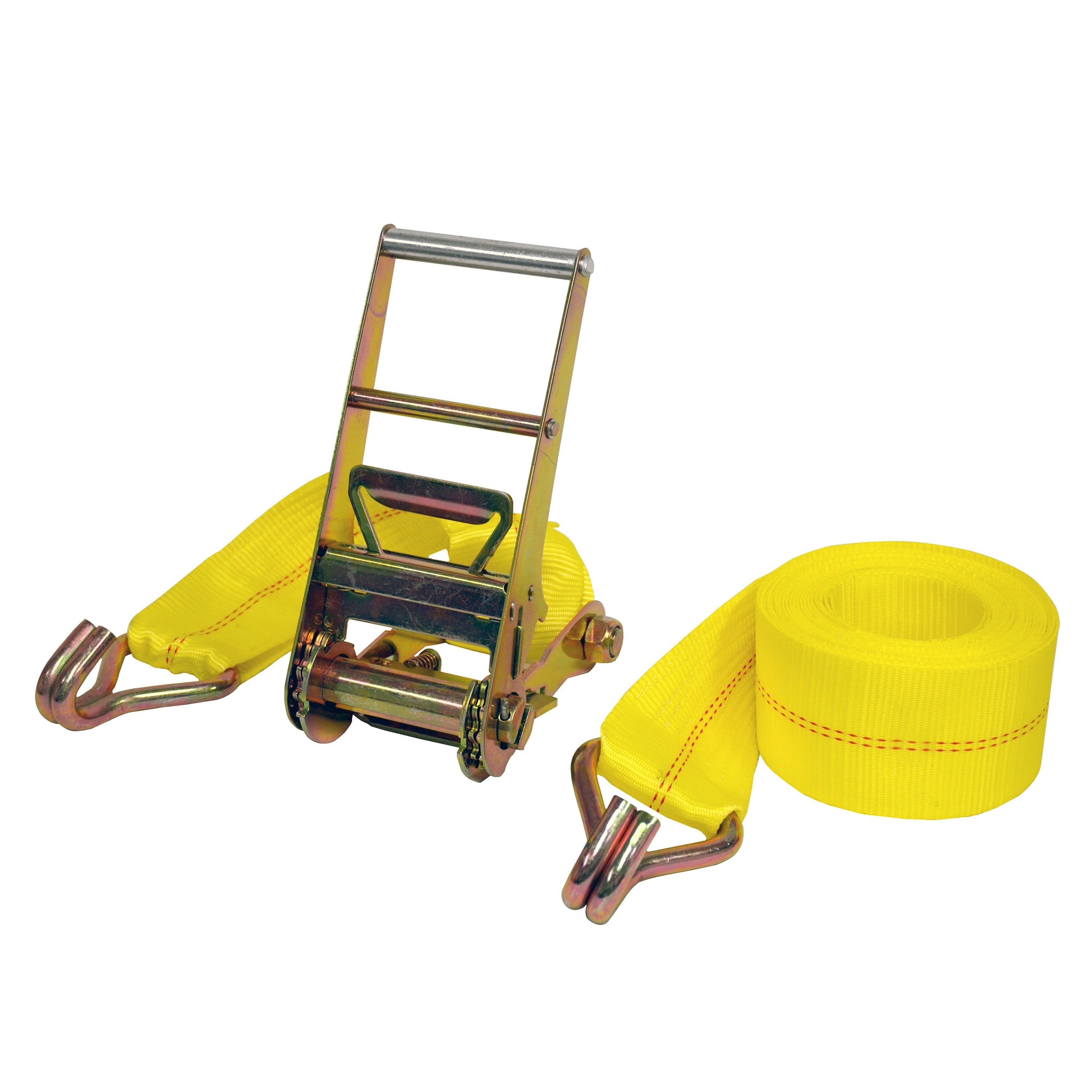 SmartStraps 4 in. x 30 ft. Yellow Commercial Ratchet Tie Down Strap with Double J Hooks, 5,000 lb. Safe Work Load - 1 pack